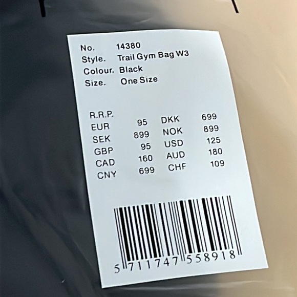 NEW Rains Gym Duffle/ Weekender Bag Black - Picture 14 of 15